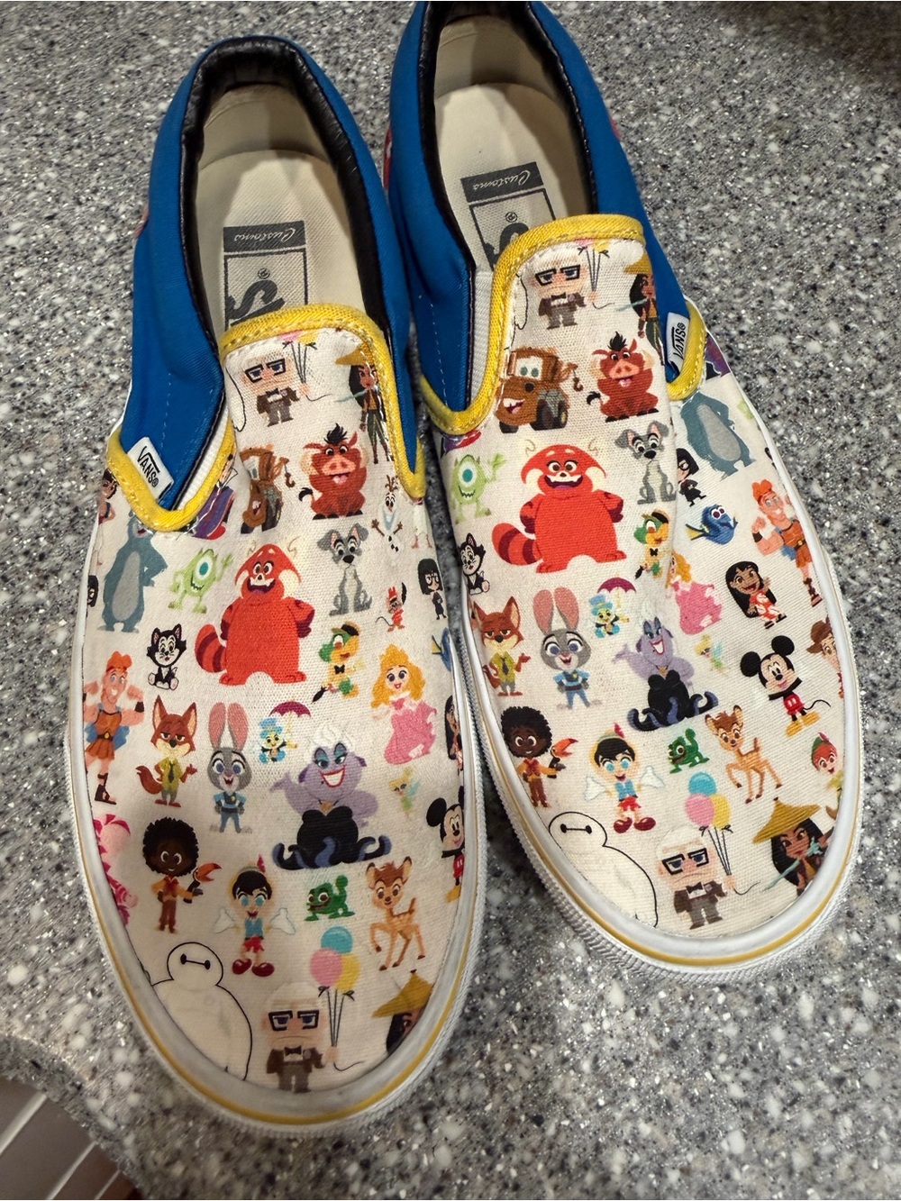 Disney All Over Print Character Slip-On Vans Size 8 men 9.5 Women